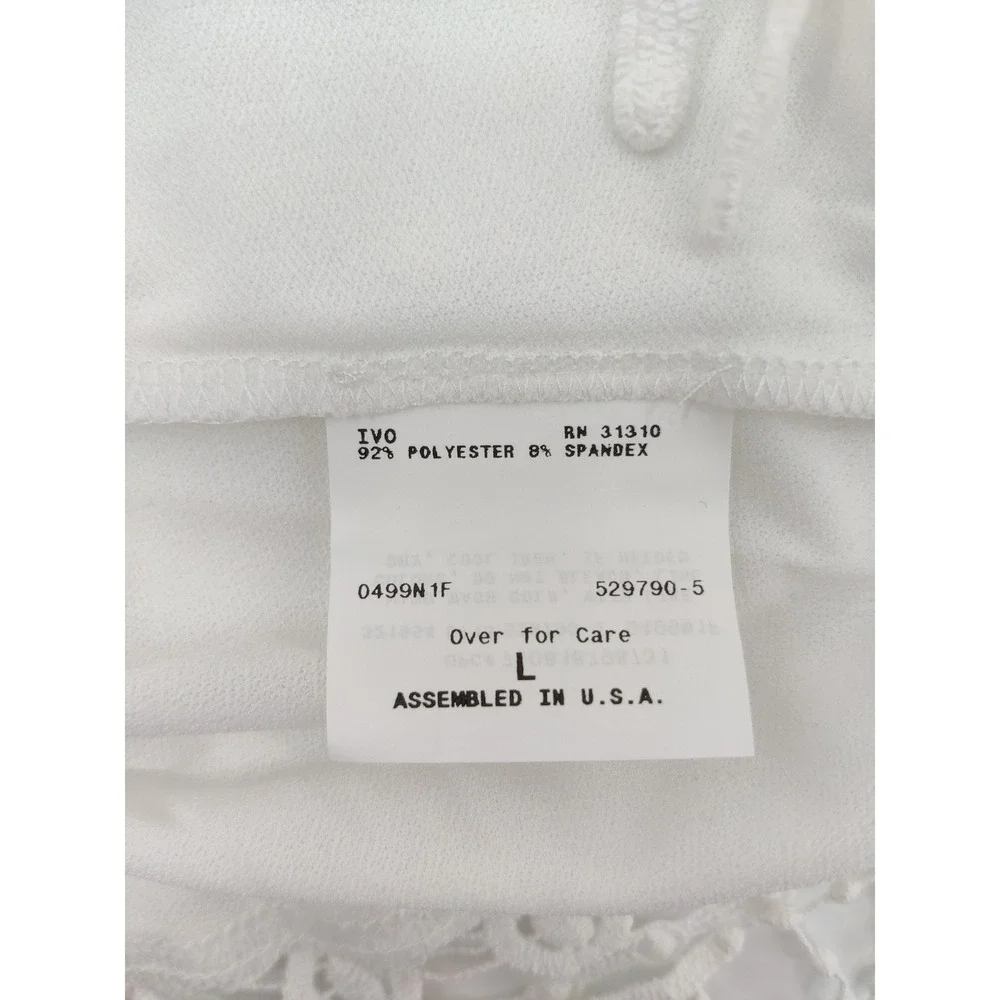 ALYX Women's Ivory Short Sleeve Crochet Fringe Hem Top‎ Size Large NWT